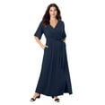 thumbnail image 1 of Roaman's Women's Plus Size Ultrasmooth Faux Wrap Maxi Dress, 1 of 2