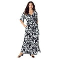 thumbnail image 1 of Roaman's Women's Plus Size Flutter Sleeve Wrap Maxi Dress, 1 of 4