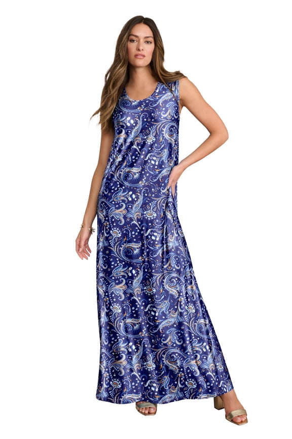 Women's Plus Size Sleeveless Crew Neck Maxi Dress