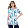 thumbnail image 1 of Roaman's Women's Plus Size Slub V-Neck Boyfriend Tunic Top, 1 of 6