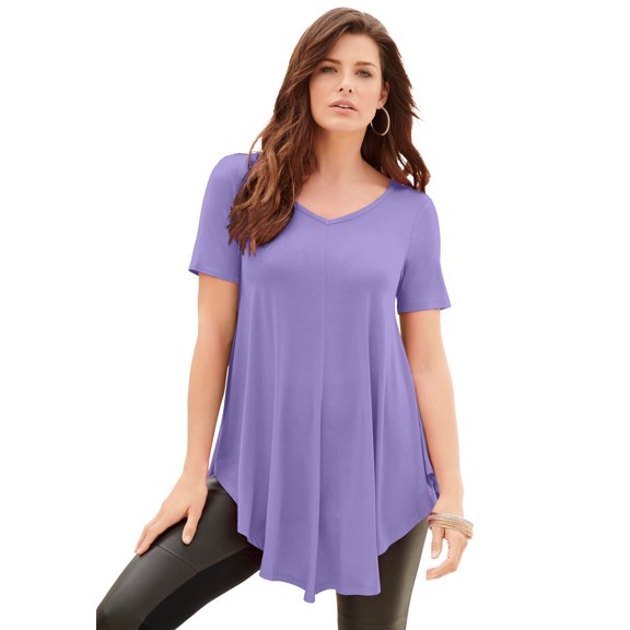 Roaman's Women's Plus Size Ultra Drape V-Neck Swing Tunic Top