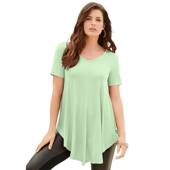 Roaman's Women's Plus Size Ultra Drape V-Neck Swing Tunic Top