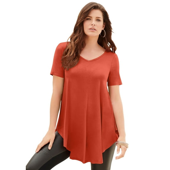 Roaman's Women's Plus Size Ultra Drape V-Neck Swing Tunic Top