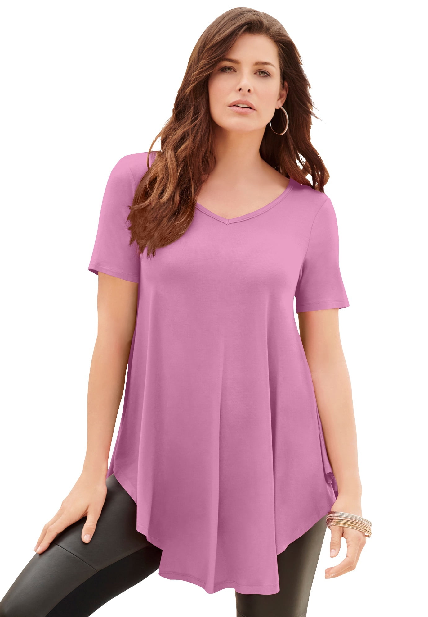 Roaman's Women's Plus Size Plus Size Ultra Drape VNeck Swing Tunic Top