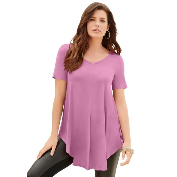 Roaman's Women's Plus Size Ultra Drape V-Neck Swing Tunic Top