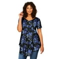 thumbnail image 1 of Roaman's Women's Plus Size Ultra Drape V-Neck Swing Tunic Top, 1 of 5