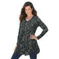 thumbnail image 1 of Roaman's Women's Plus Size Knit Thermal V Neck Swing Tunic – Long Sleeve, 1 of 5