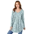 thumbnail image 1 of Roaman's Women's Plus Size Knit Thermal V Neck Swing Tunic – Long Sleeve, 1 of 4
