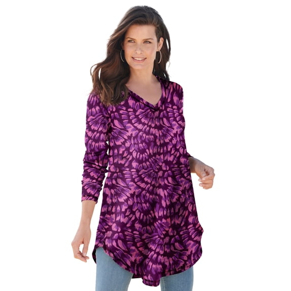 Roaman's Women's Plus Size V Neck Thermal Swing Tunic