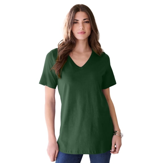 Roaman's Women's Plus Size Cotton Ultimate V-Neck Tee