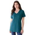 thumbnail image 1 of Roaman's Women's Plus Size Cotton Ultimate V-Neck Tee, 1 of 6