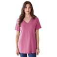 thumbnail image 1 of Roaman's Women's Plus Size Cotton Ultimate V-Neck Tee, 1 of 6