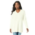 thumbnail image 1 of Roaman's Women's Plus Size Eyelash V Neck Sweater, 1 of 6