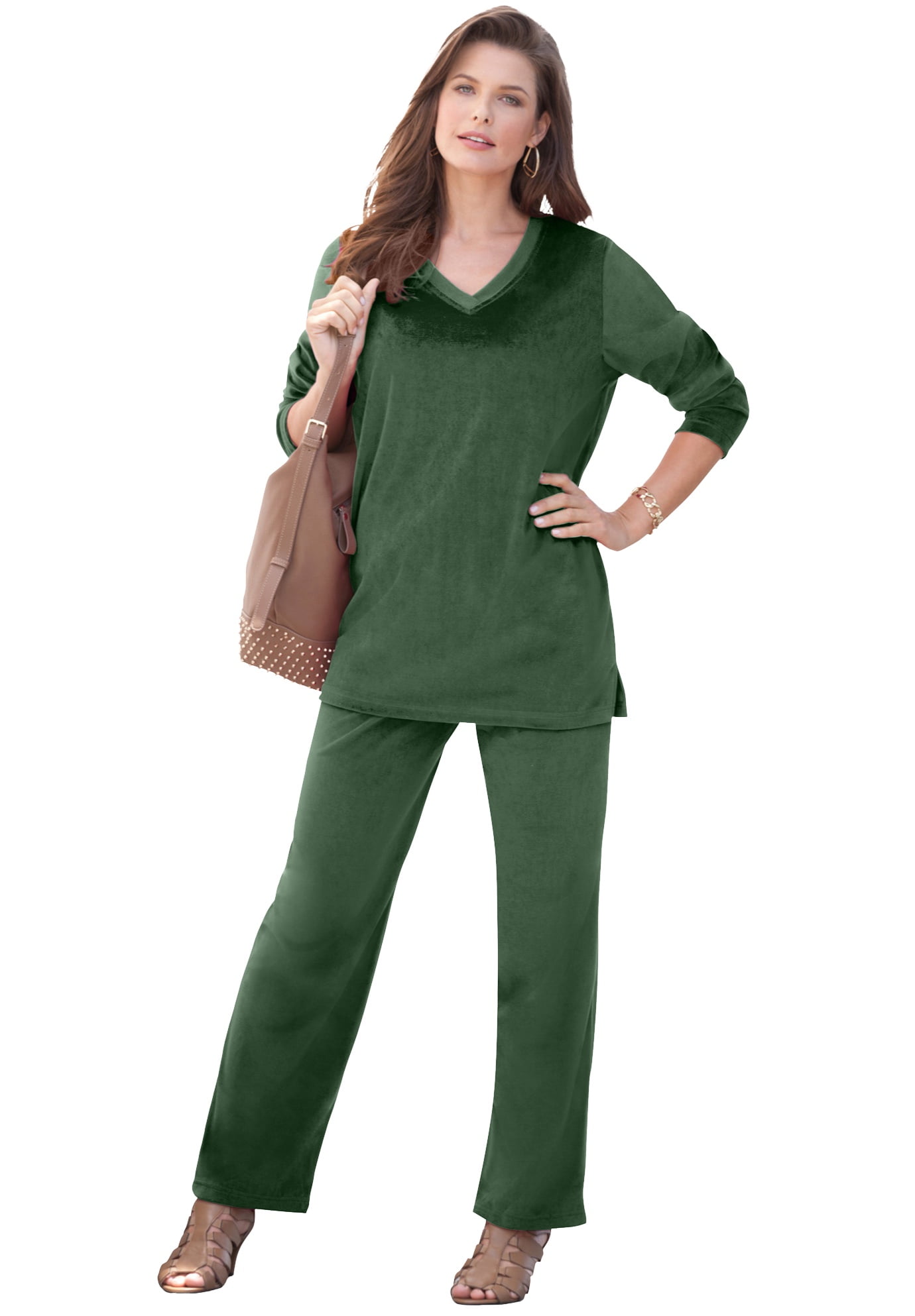 Roaman s Women s Plus Size Velour Jogger Set Walmart