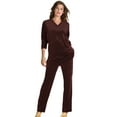 thumbnail image 1 of Roaman's Women's Plus Size Petite Plus Size Two-Piece V-Neck Velour Set, 1 of 6