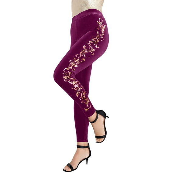 Roaman's Women's Plus Size Velour Legging