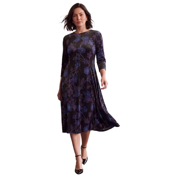 Roaman's Women's Plus Size Velour Swing Drape Dress