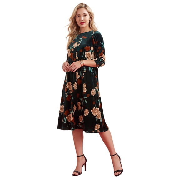 Roaman's Women's Plus Size Velour Swing Drape Dress