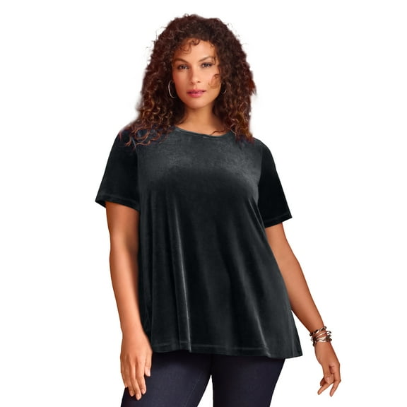 Roaman's Women's Plus Size Velour Swing Tee