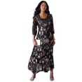 thumbnail image 1 of Roaman's Women's Plus Size Plus-Size Velvet 3/4 Sleeve Burnout Overlay Dress With Sheer Sleeves, 1 of 4