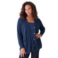 thumbnail image 1 of Roaman's Women's Plus Size Waffle Button Front Cardigan, 1 of 1