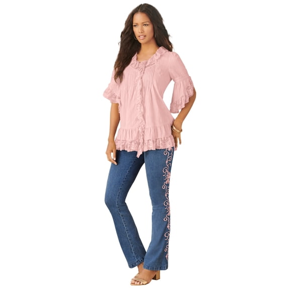 Roaman's Women's Plus Size Whitney Lace Shirt