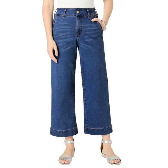 Roaman's Women's Plus Size Wide Leg Crop Jean