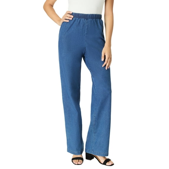 Roaman's Women's Plus Size Comfort Stretch Wide Leg Jean