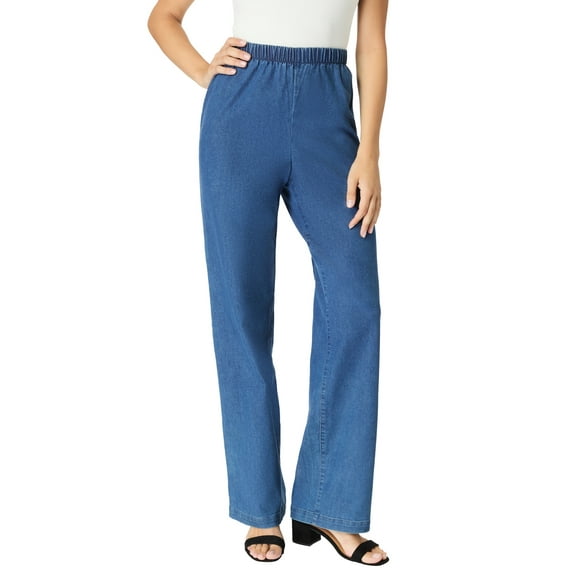 Roaman's Women's Plus Size Comfort Stretch Wide Leg Jean