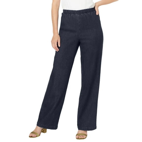Roaman's Women's Plus Size Comfort Stretch Wide Leg Jean