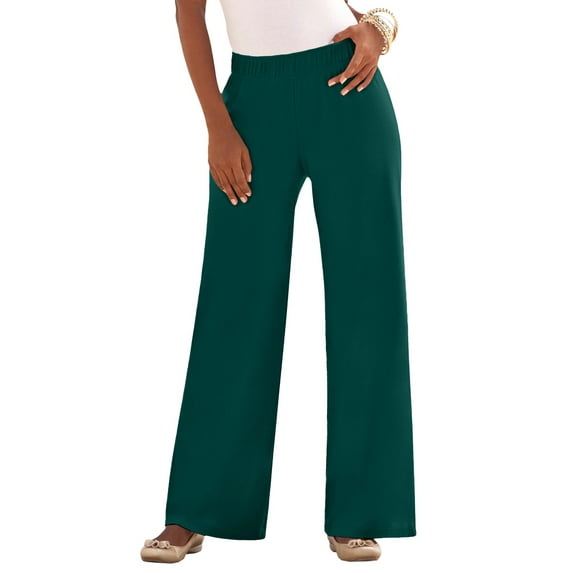 Roaman's Women's Plus Size Pull-On Wide Leg Soft Knit Pant