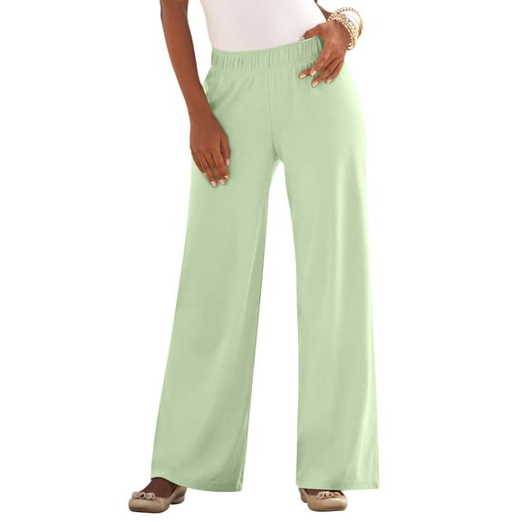 Roaman's Women's Plus Size Pull-On Wide Leg Soft Knit Pant