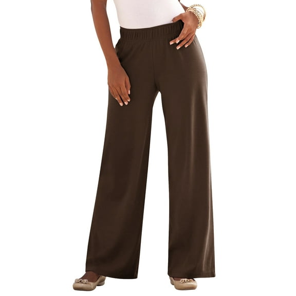 Roaman's Women's Plus Size Pull-On Wide Leg Soft Knit Pant