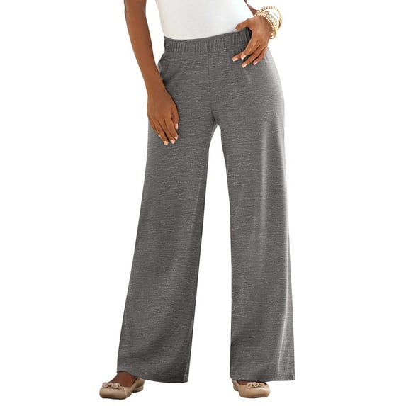 Roaman's Women's Plus Size Pull-On Wide Leg Soft Knit Pant