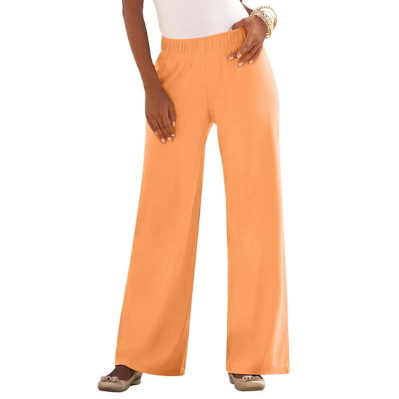 Roaman's Women's Plus Size Plus Size Pull-On Wide Leg Soft Knit Pant