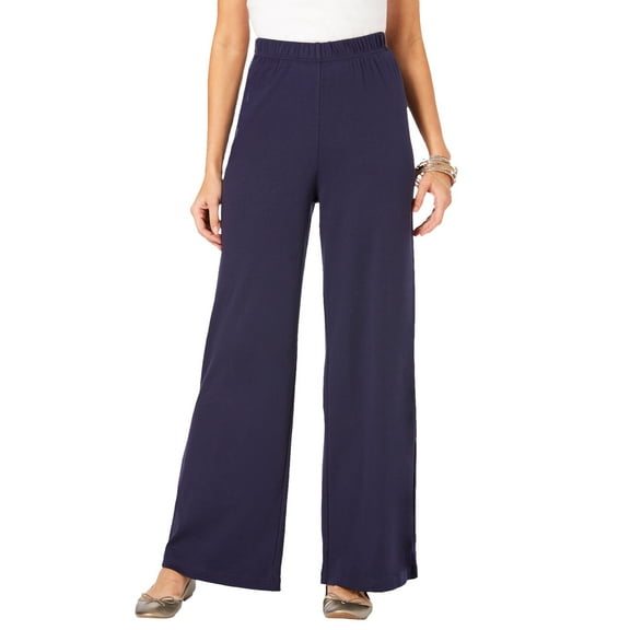 Roaman's Women's Plus Size Pull-On Wide Leg Soft Knit Pant