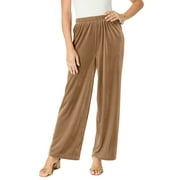 ROAMAN'S Women's Plus Size Wide Leg Velour Pant