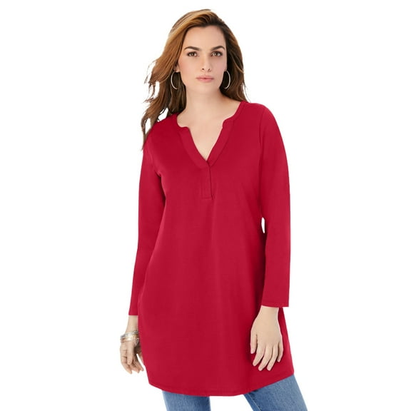 Roaman's Women's Plus Size Ultimate Y Neck Tunic