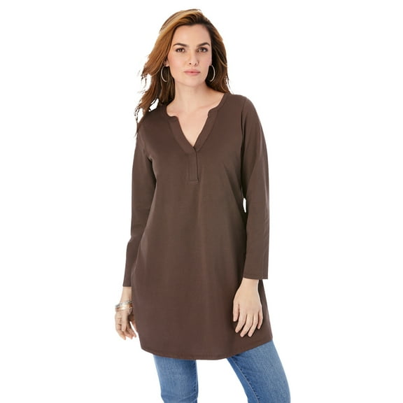 Roaman's Women's Plus Size Ultimate Y Neck Tunic