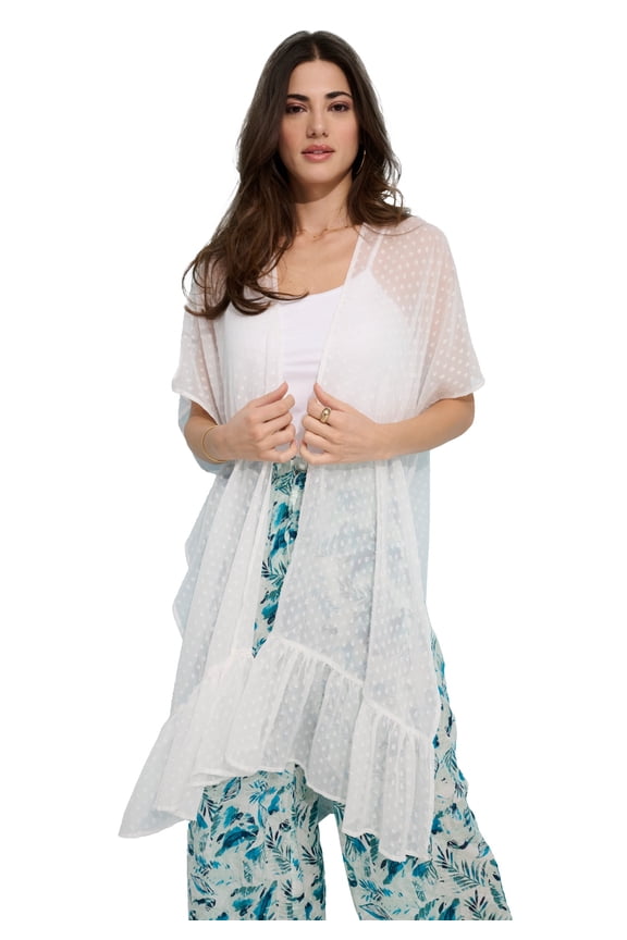 Women's Swiss Dot Ruffle Shawl