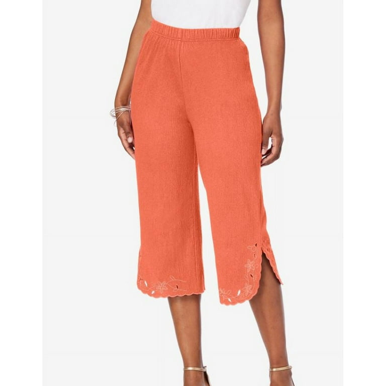 Roamans Crinkle Knit Gauze Eyelet Capri Size 3X Various Colors 3X TRopical Melon Walmart