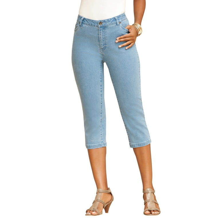 Roamans Women's Plus Size Denim Capri Jeans