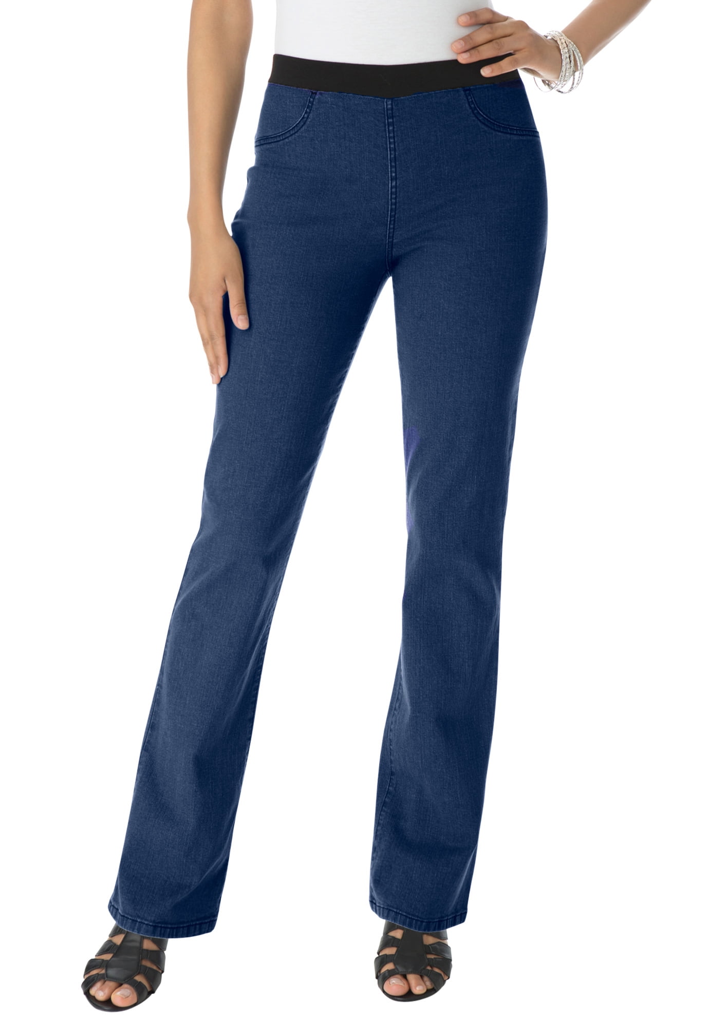Roamans Women's Plus Size Invisible Stretch All Day Bootcut Jean ...