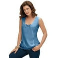 Roamans Womens Plus Size Lace Trim Satin Tank