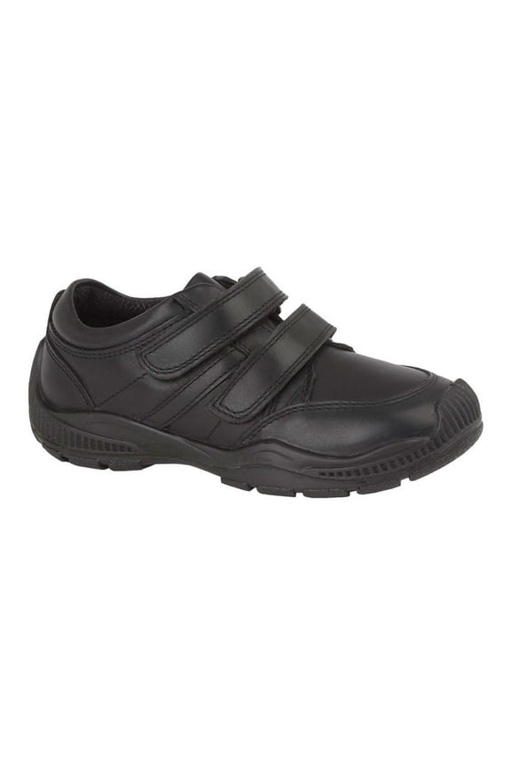 Boys Twin Touch Fastening Leather Shoe With Toe Guard