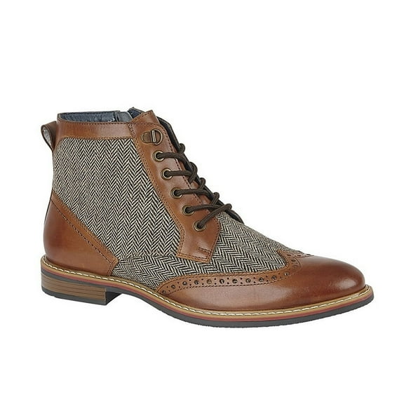 Roamers Mens Herringbone Leather Ankle Boots