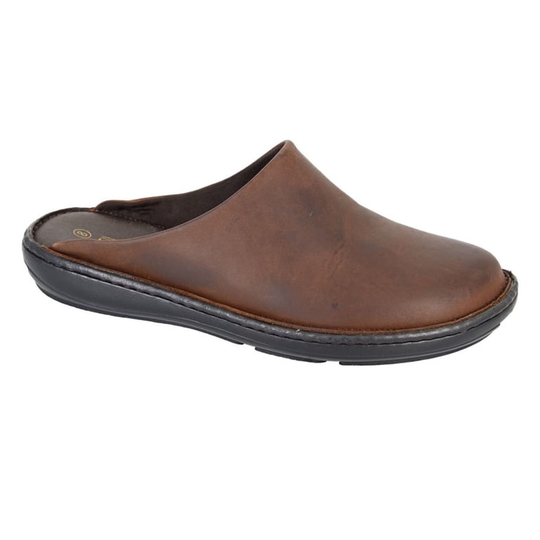 Roamers Mens Leather Clogs 7 UK / Brown