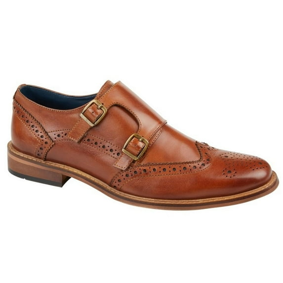 Roamers Mens Leather Double Monk Strap Brogues