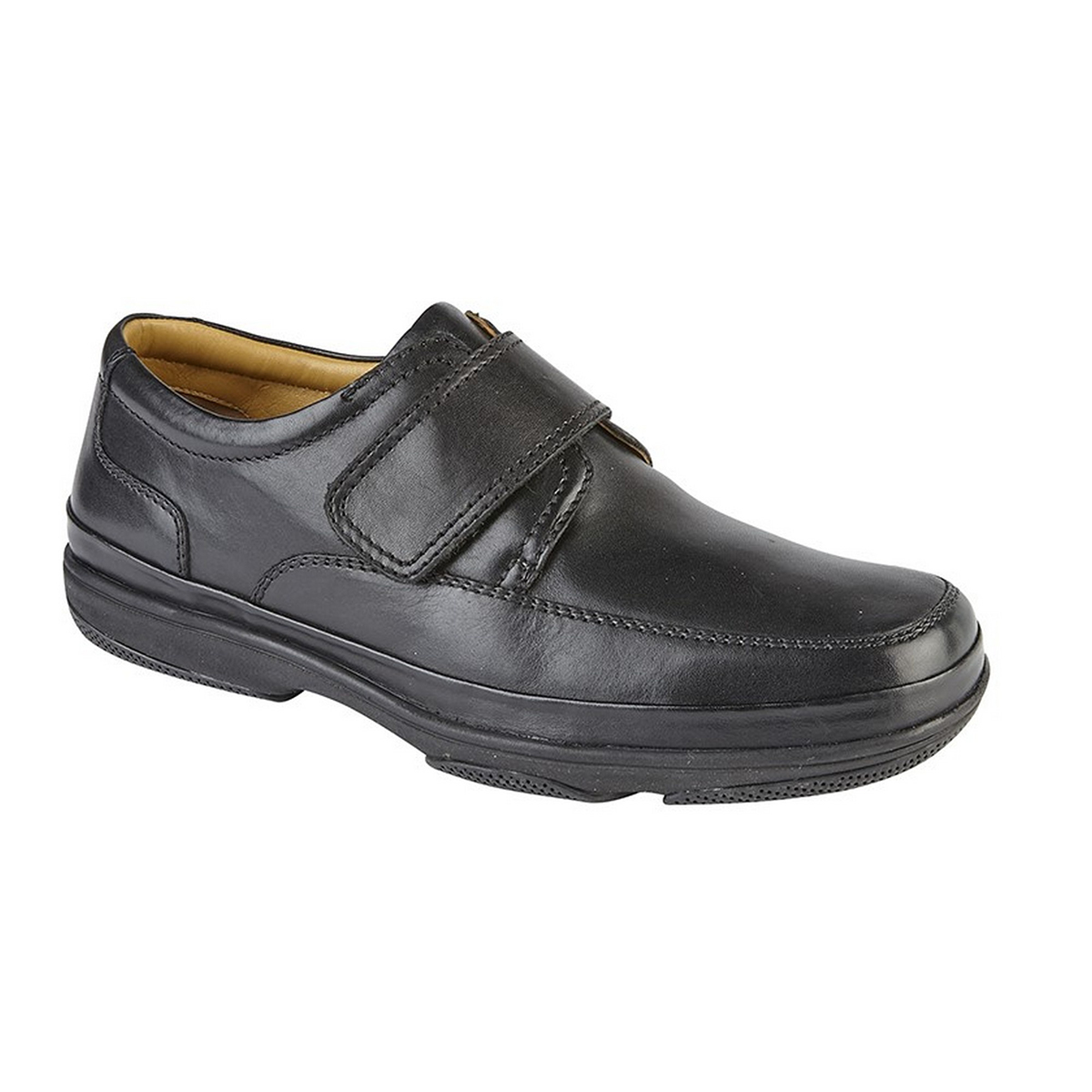 Roamers Mens Leather Wide Fit Touch Fastening Casual Shoes Walmart