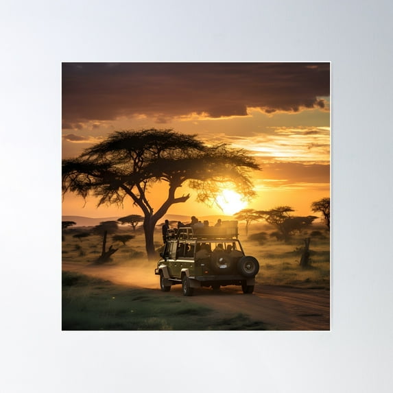 Roaming The Wild Savanna Poster Wall Art, Modern Wall Decor For Living Room Bedroom, 17x17 UNFRAMED